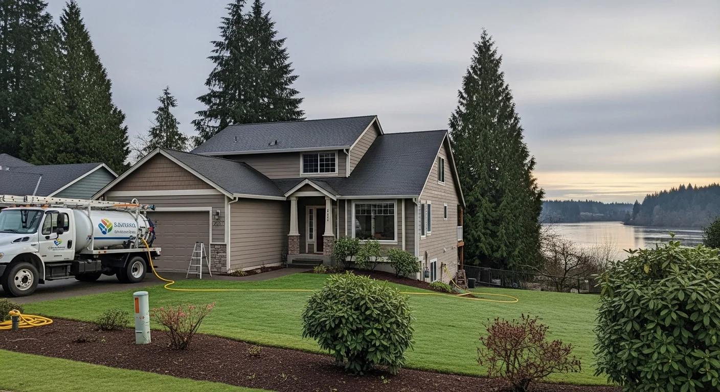 Residential home in Marysville with mature trees and riverside setting, showing typical suburban architecture of the area.