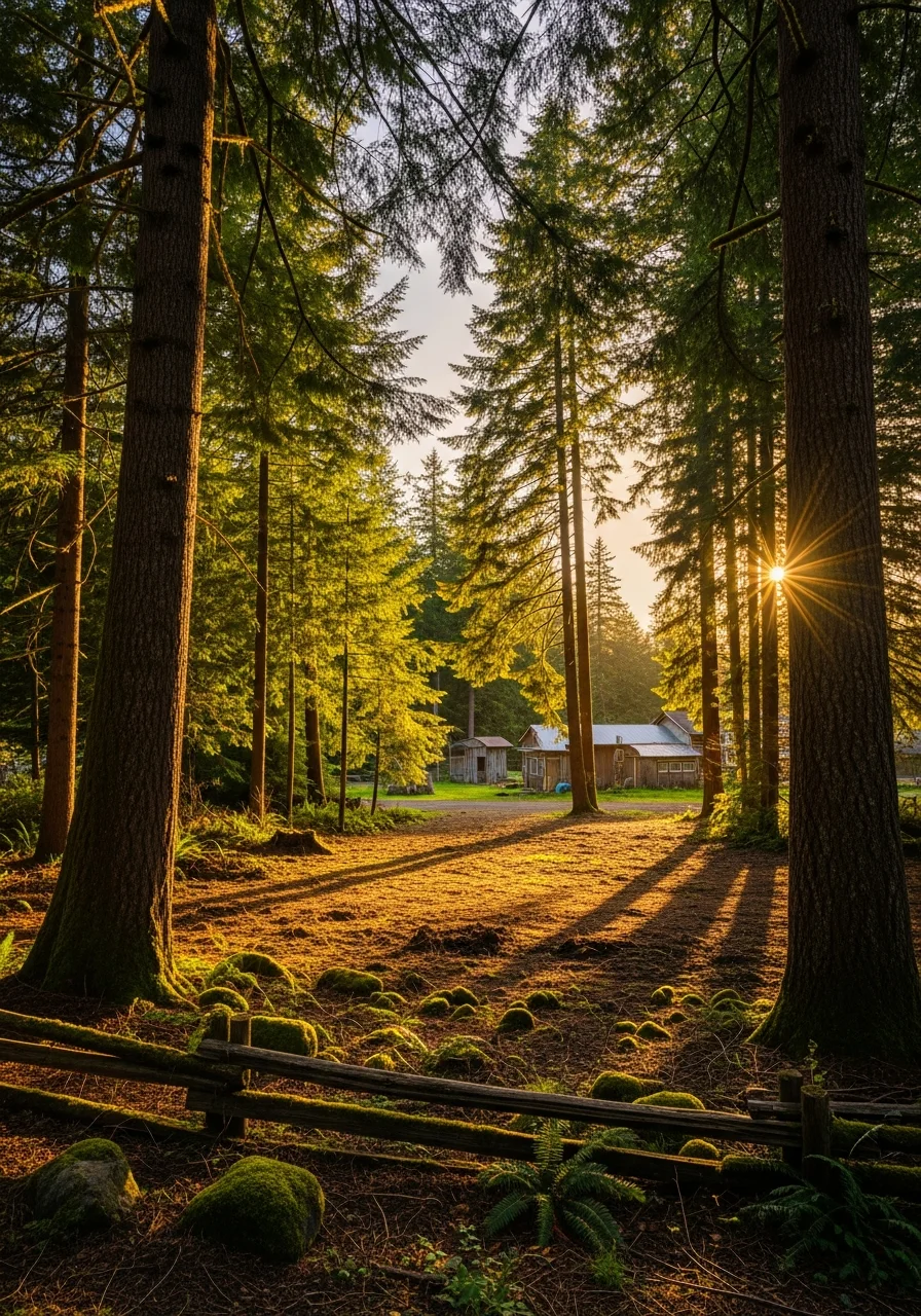 Rural Whatcom County property with mature trees and open space, representing the county's diverse geography beyond urban centers.